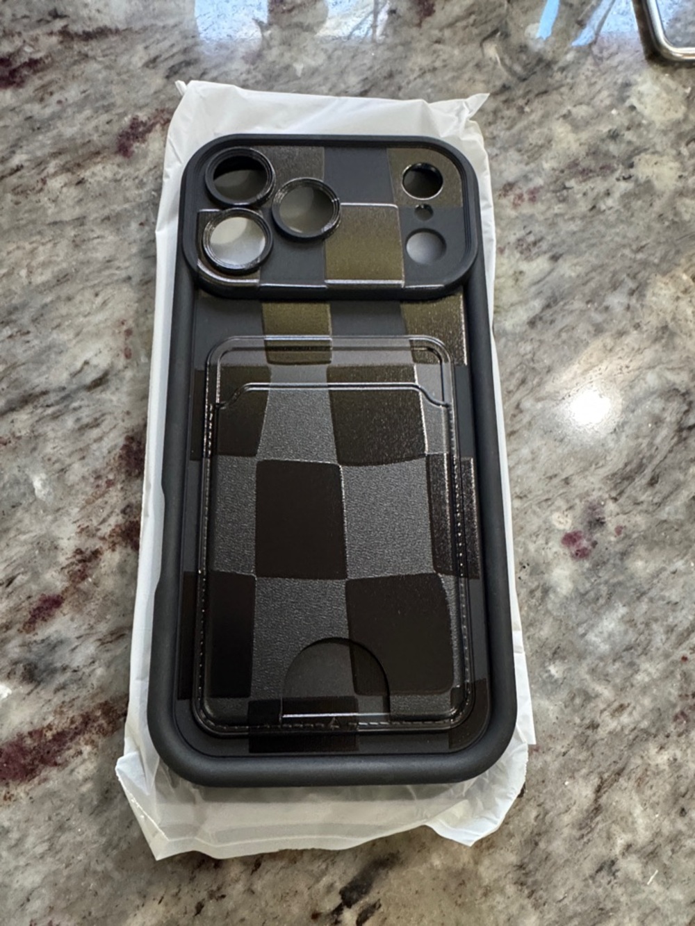 NEW iPhone 17 Pro Black Checkered iPhone Case with Cardholder
